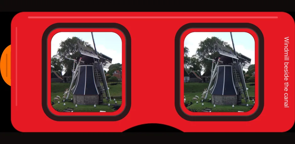 The same photo seen through the red Viewmaster frame